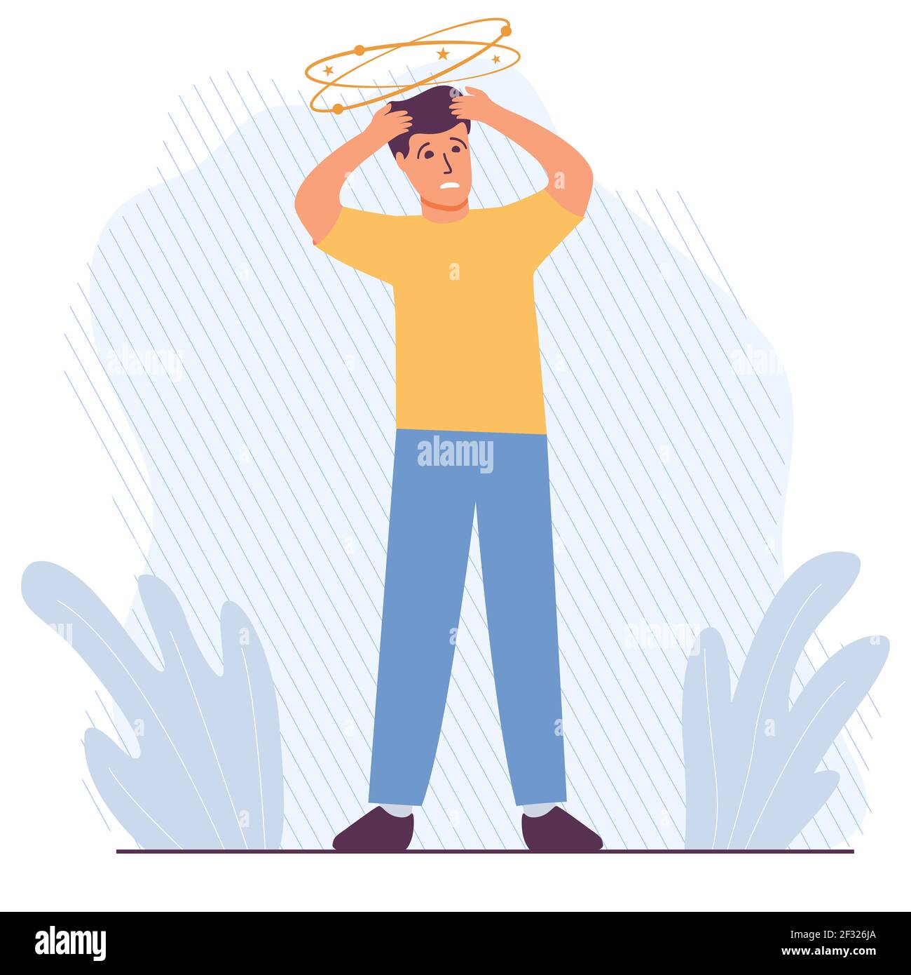 Person suffering from head ache.Isolated on white background.Vector flat illustration. Stock Vector
