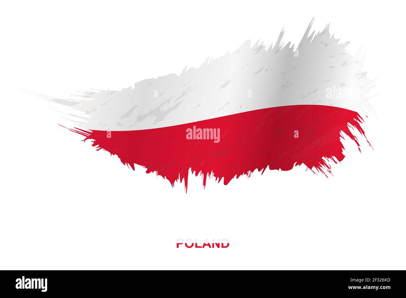 Flag of Poland in grunge style with waving effect, vector grunge brush stroke flag. Stock Vector