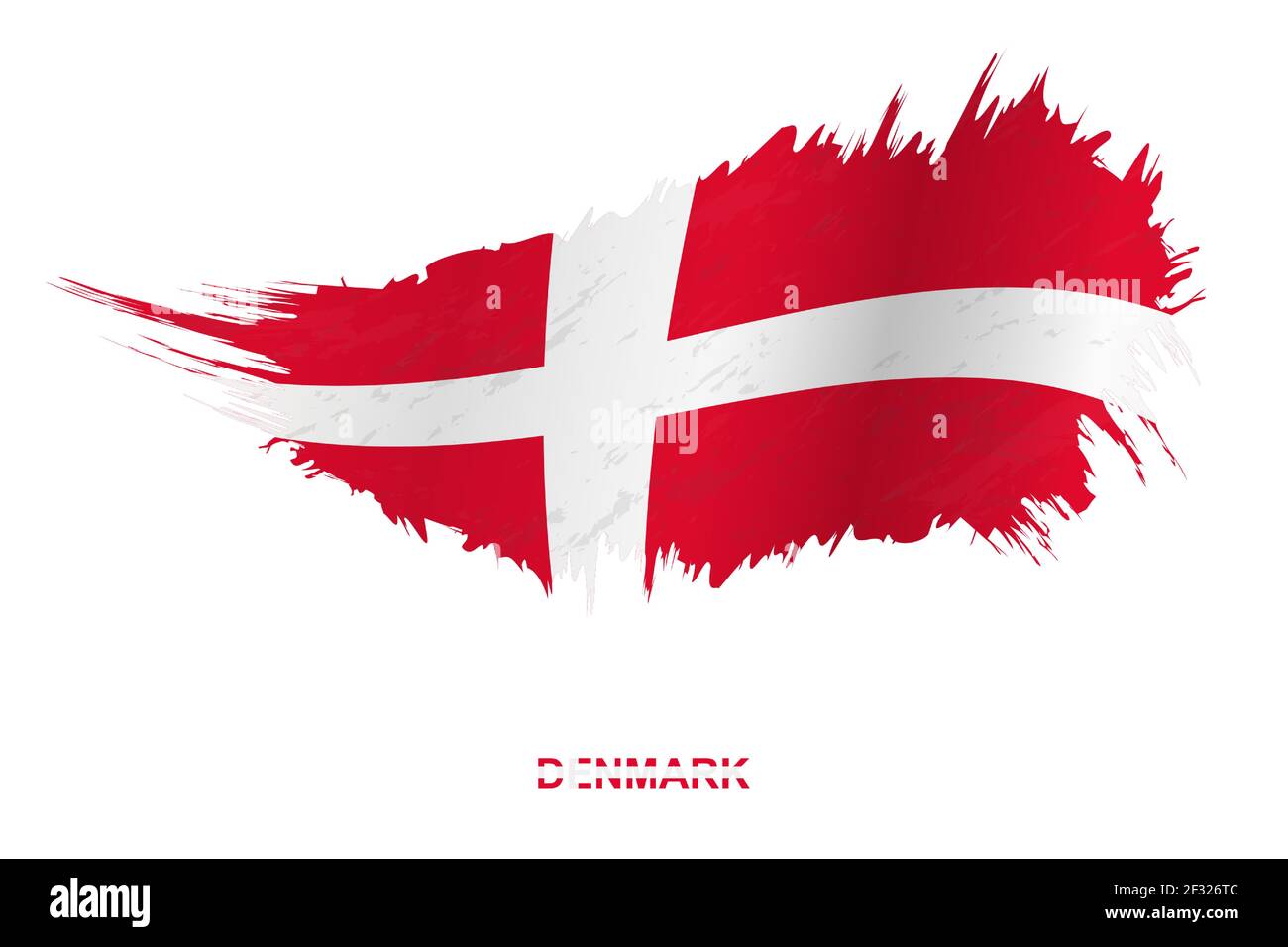 Flag of Denmark in grunge style with waving effect, vector grunge brush ...