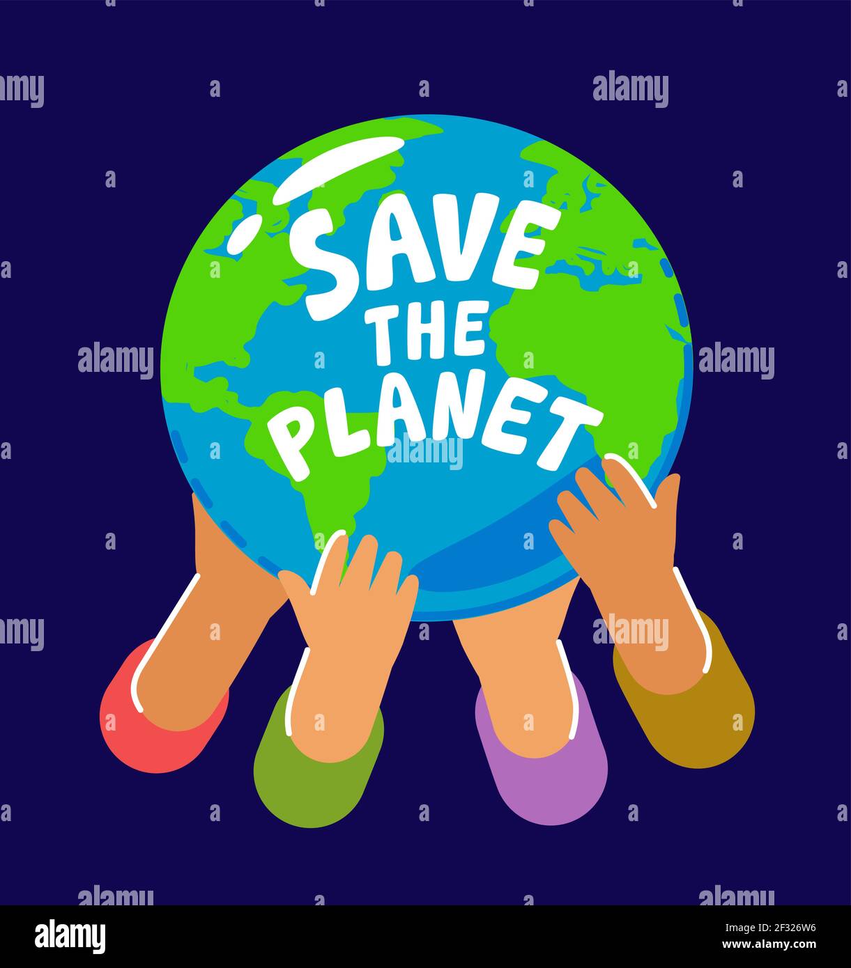 People holding planet Earth. Hands hold globe of world. Environment, ecology, nature conservation concept Stock Vector