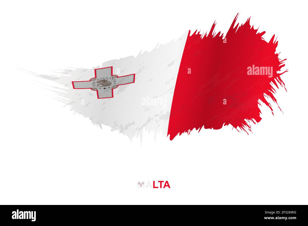 Flag of Malta in grunge style with waving effect, vector grunge brush ...