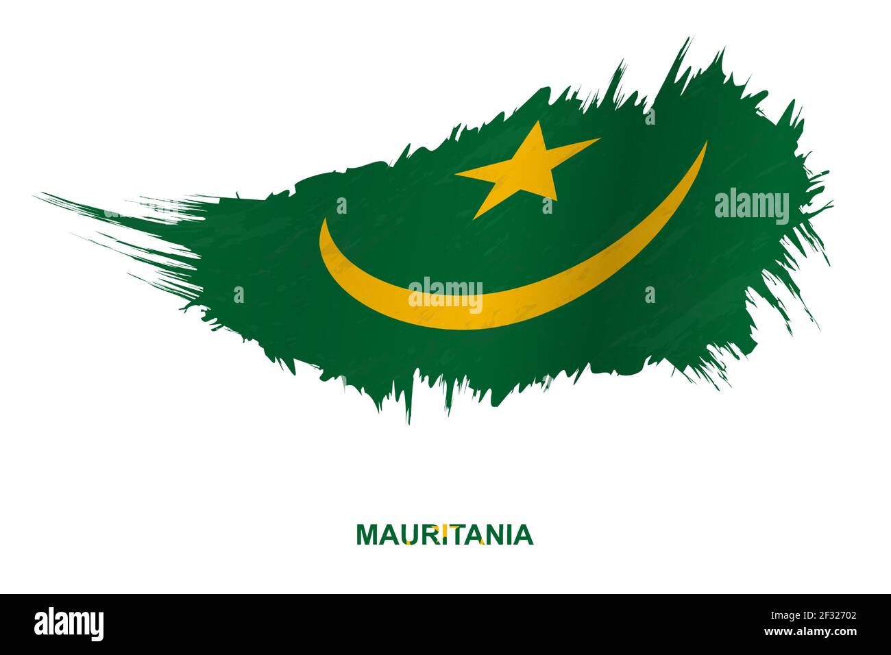 Flag Of Mauritania In Grunge Style With Waving Effect Vector Grunge