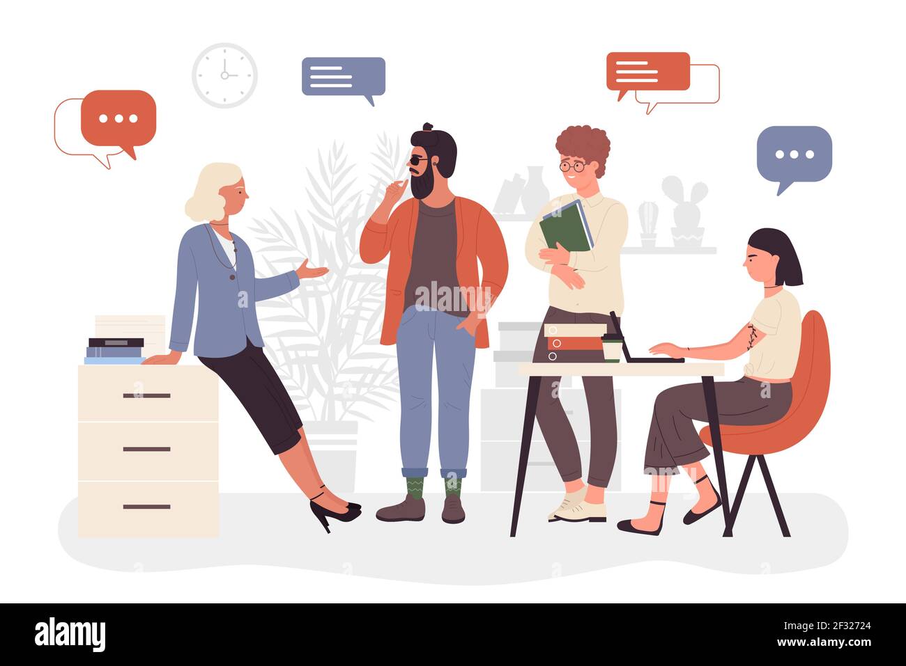 Business people meeting, brainstorm workflow teamwork with team of man woman colleagues Stock Vector