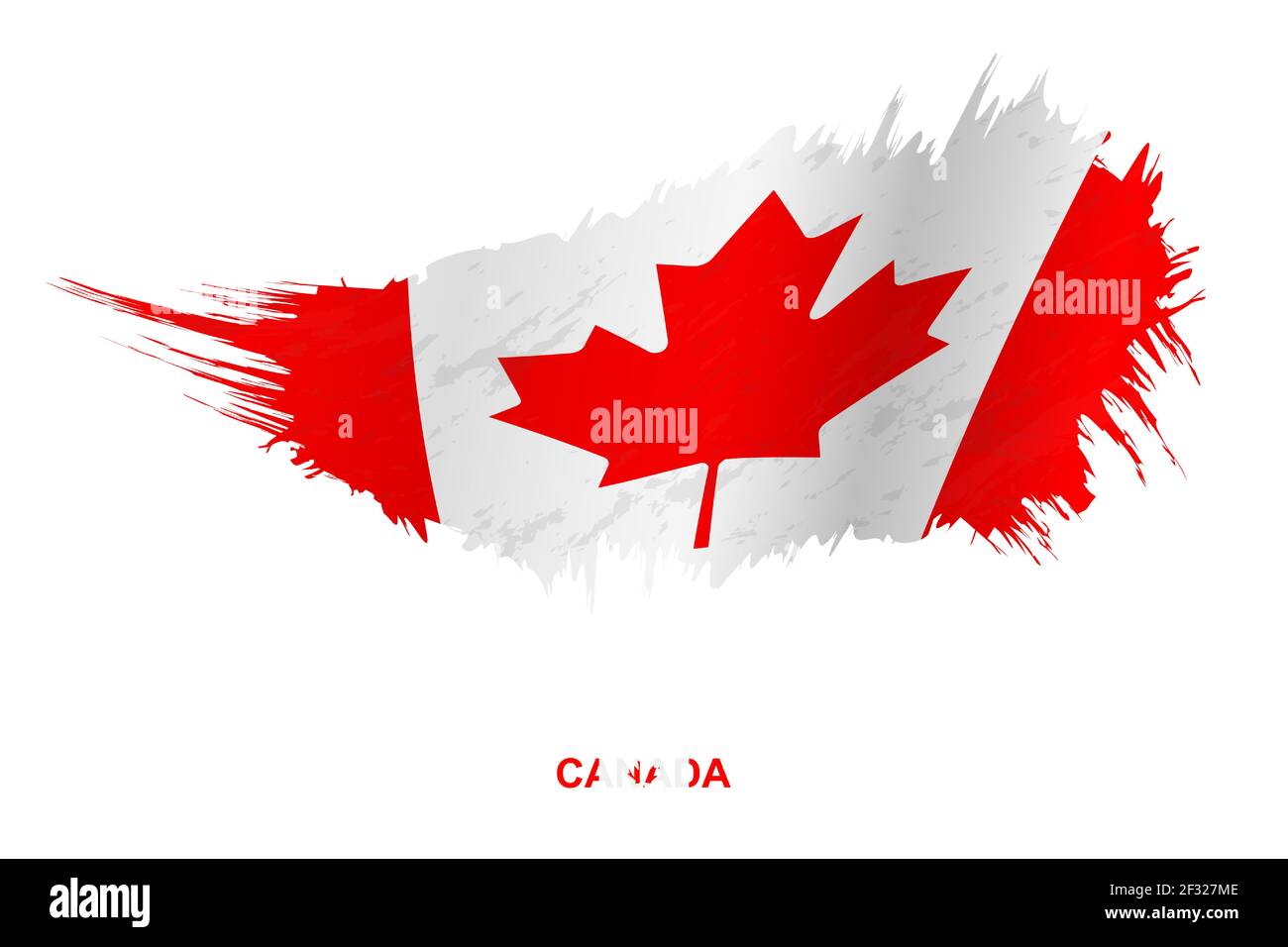 Flag of Canada in grunge style with waving effect, vector grunge brush ...