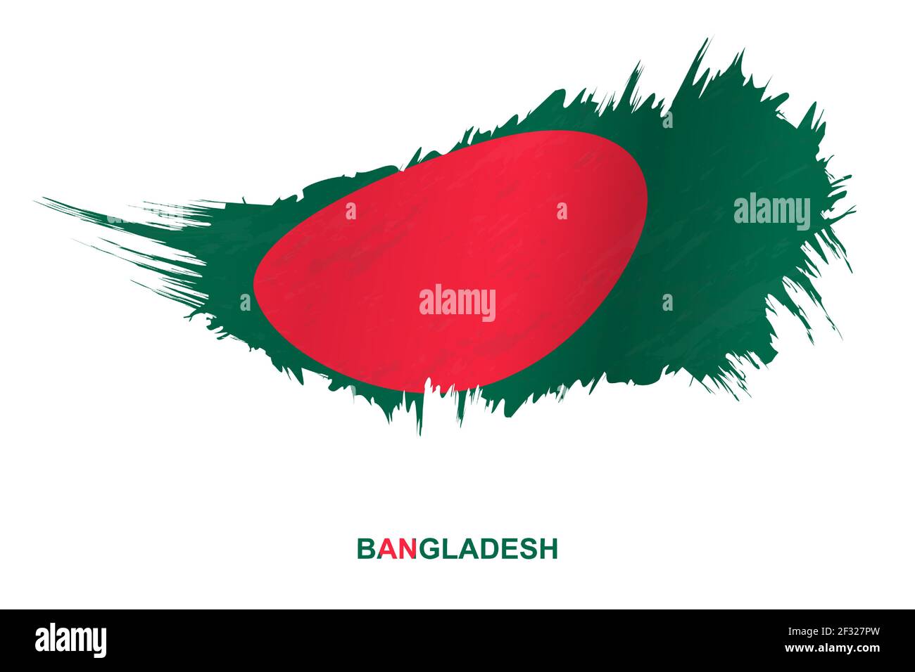 Flag of Bangladesh in grunge style with waving effect, vector grunge brush stroke flag. Stock Vector