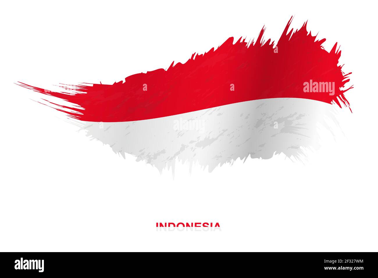 Flag of Indonesia in grunge style with waving effect, vector grunge brush stroke flag. Stock Vector