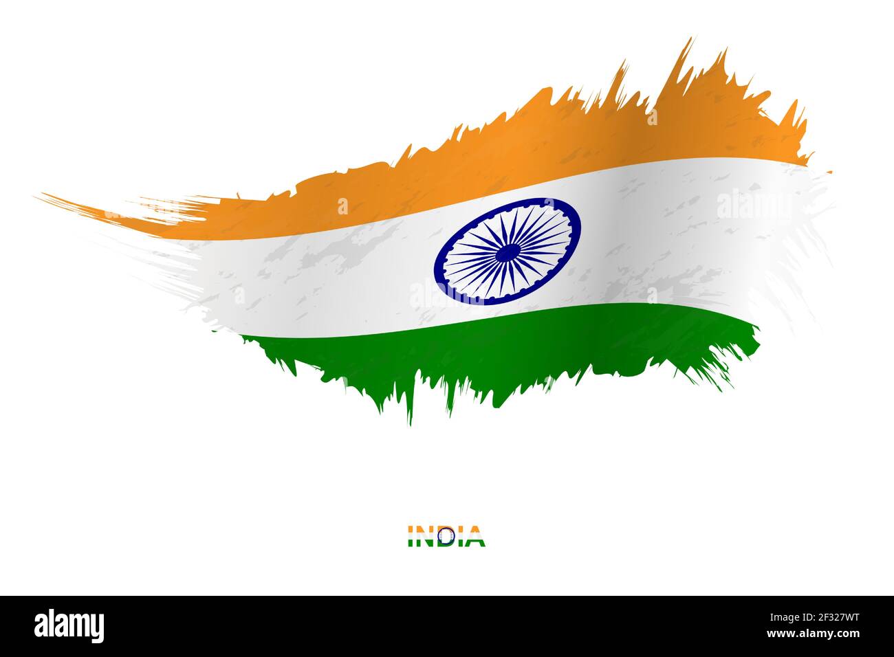 Flag of India in grunge style with waving effect, vector grunge brush stroke flag. Stock Vector