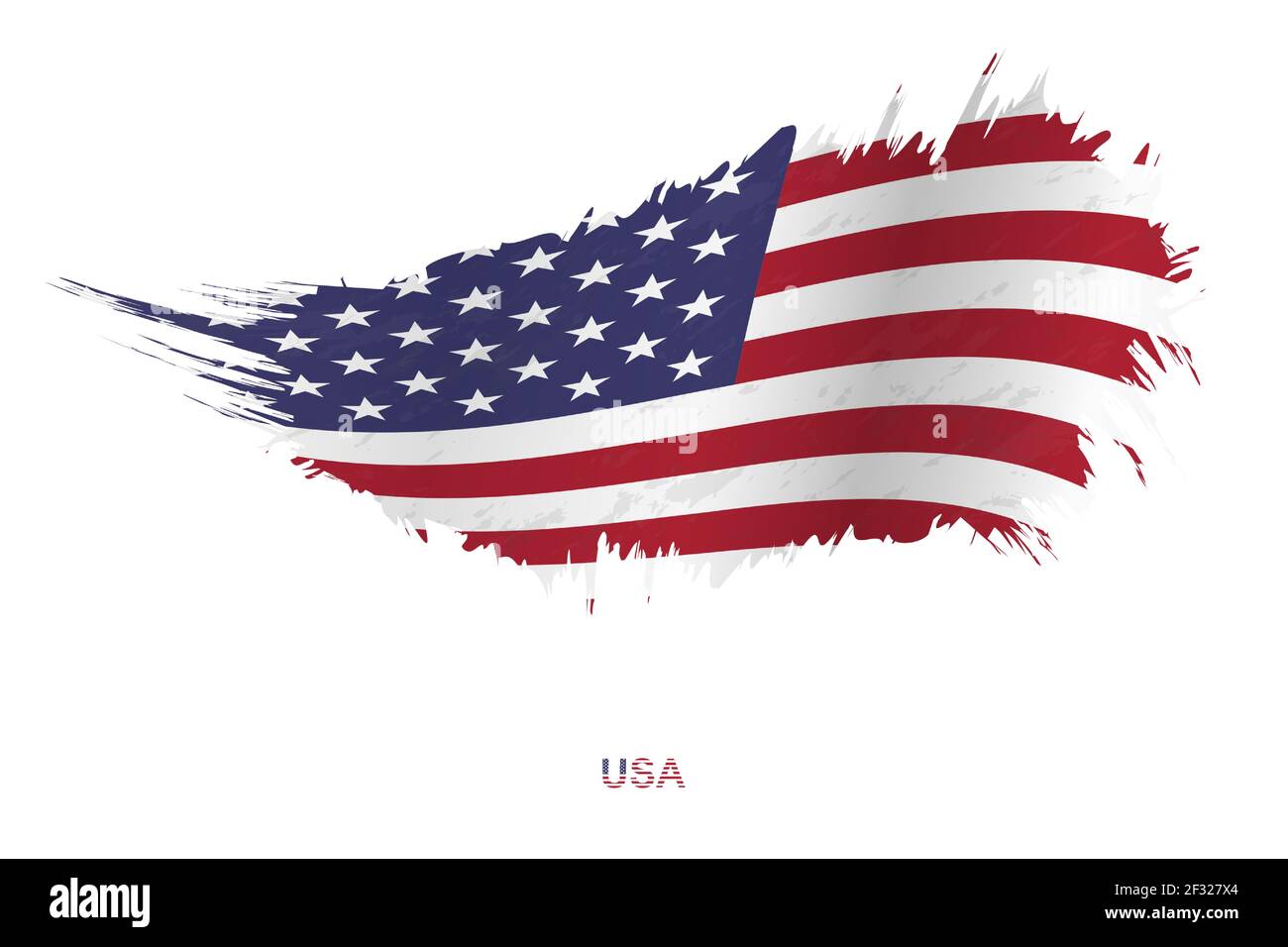 Flag of United States in grunge style with waving effect, vector grunge ...