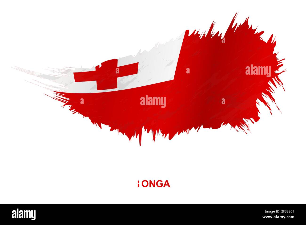 Flag of Tonga in grunge style with waving effect, vector grunge brush ...