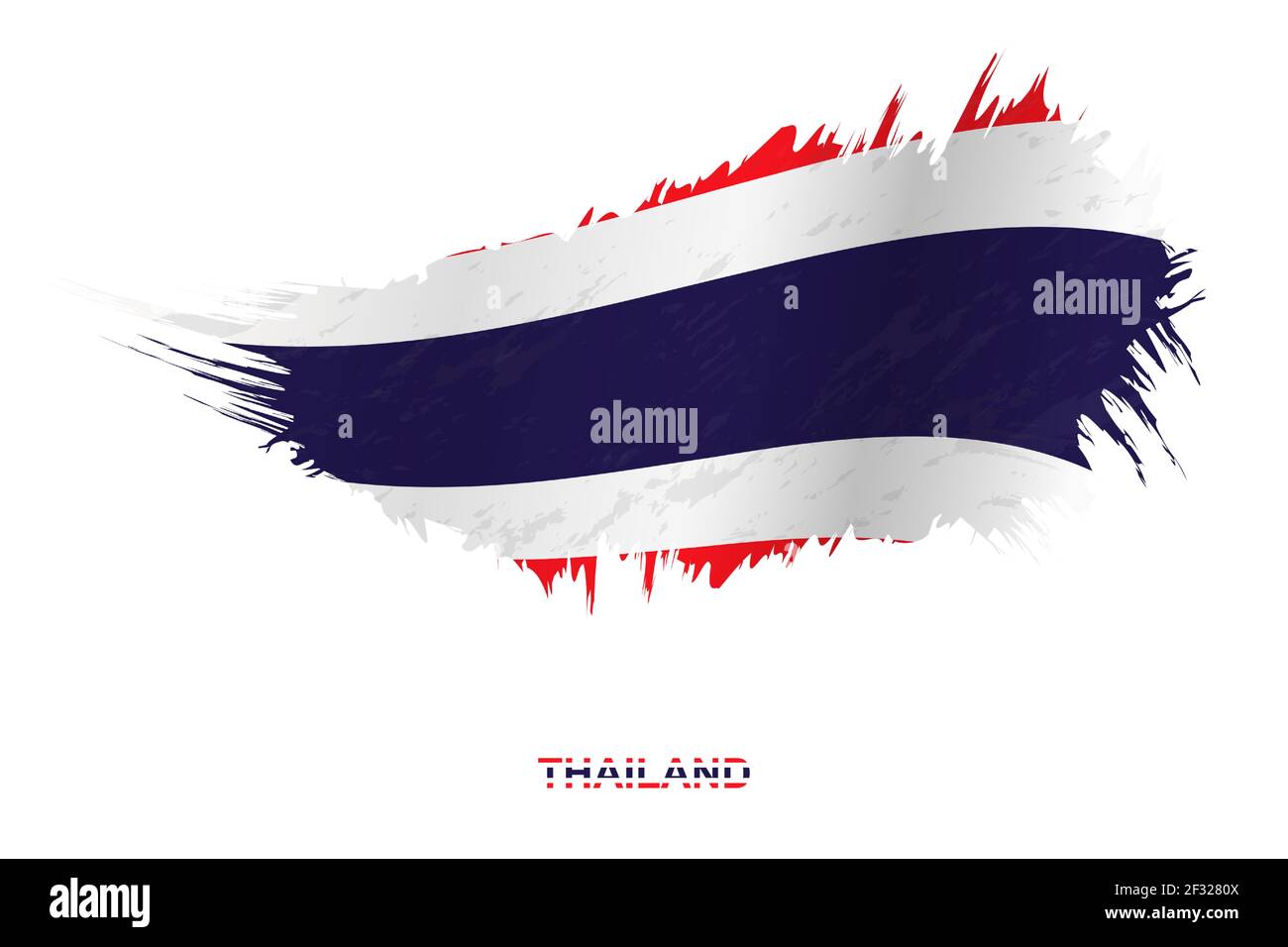 Flag of Thailand in grunge style with waving effect, vector grunge brush stroke flag. Stock Vector
