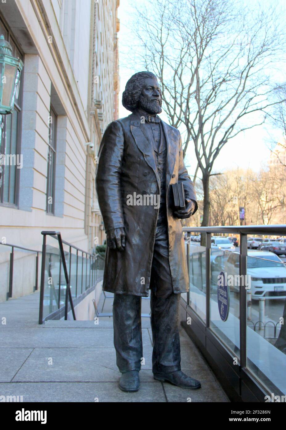 Frederick Douglass statue on the steps of New York Historical Society