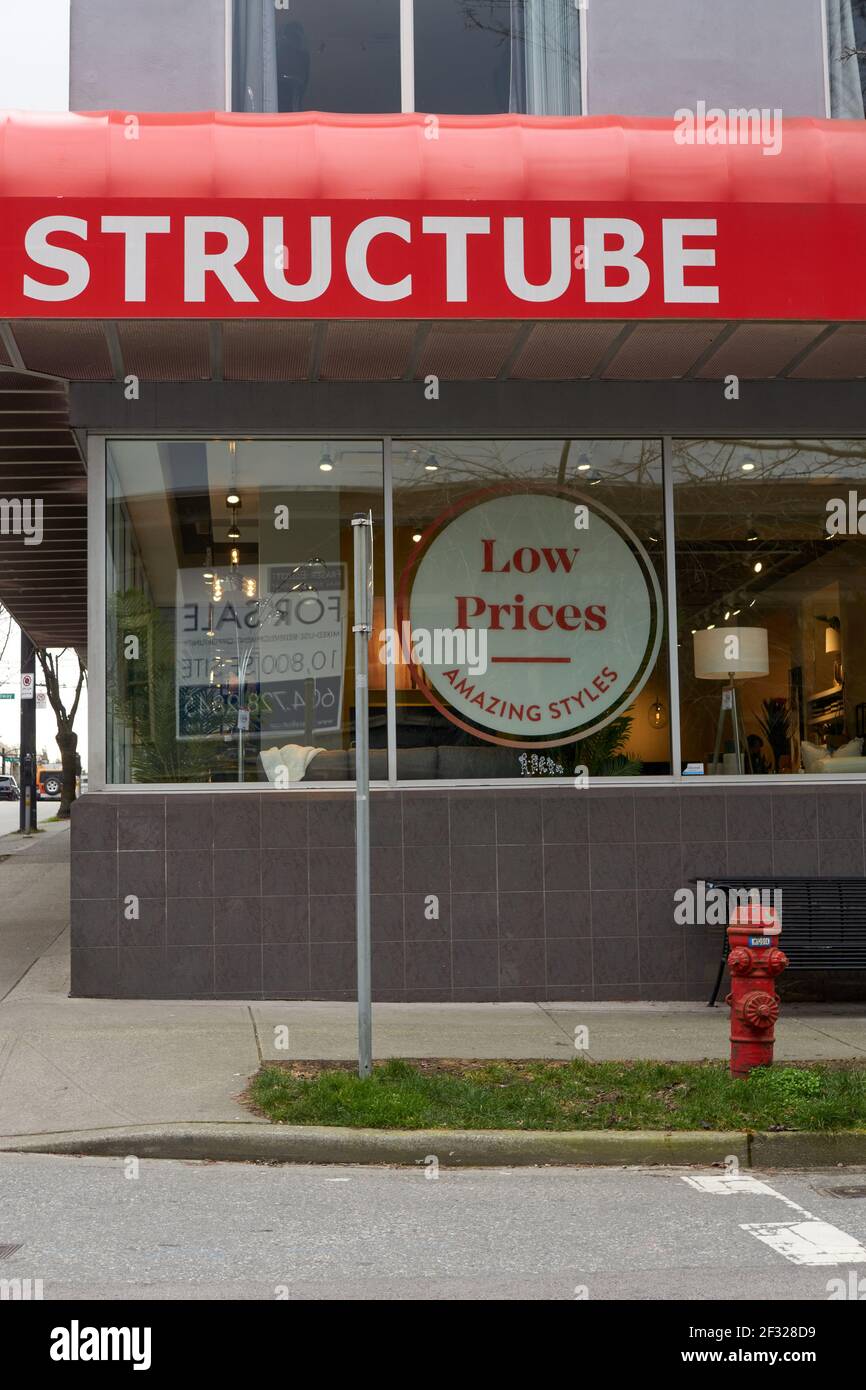Structube modern furniture and home decor store on South Granville Street, Vancouver, British, Columbia, Canada Stock Photo