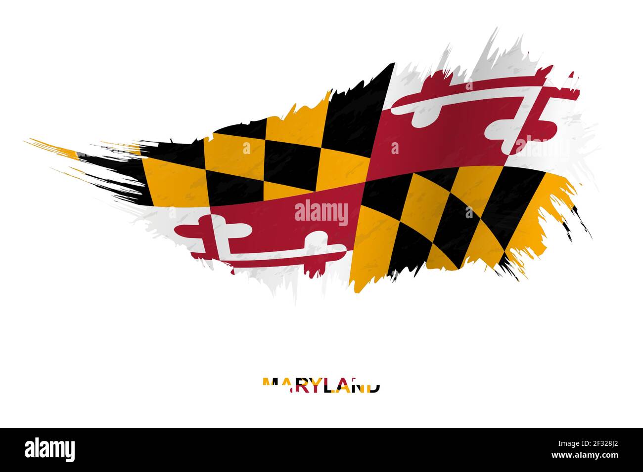 Flag of Maryland state in grunge style with waving effect, vector ...