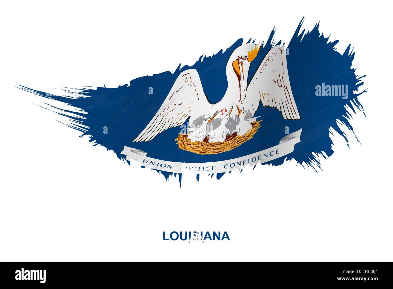 Flag of Louisiana state in grunge style with waving effect, vector ...