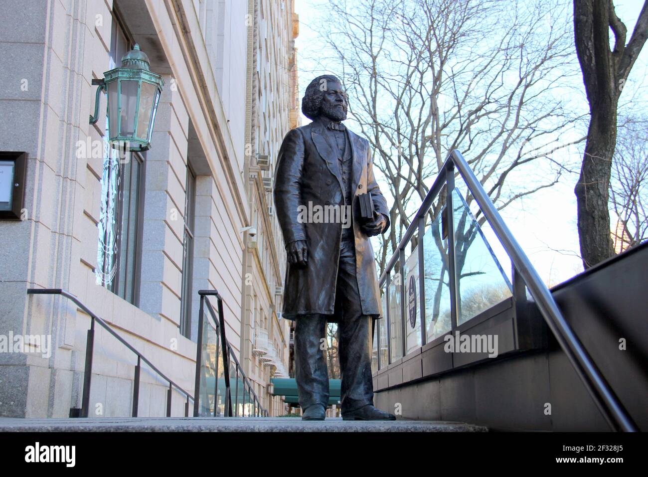Frederick Douglass Statue On The Steps Of New York Historical Society 
