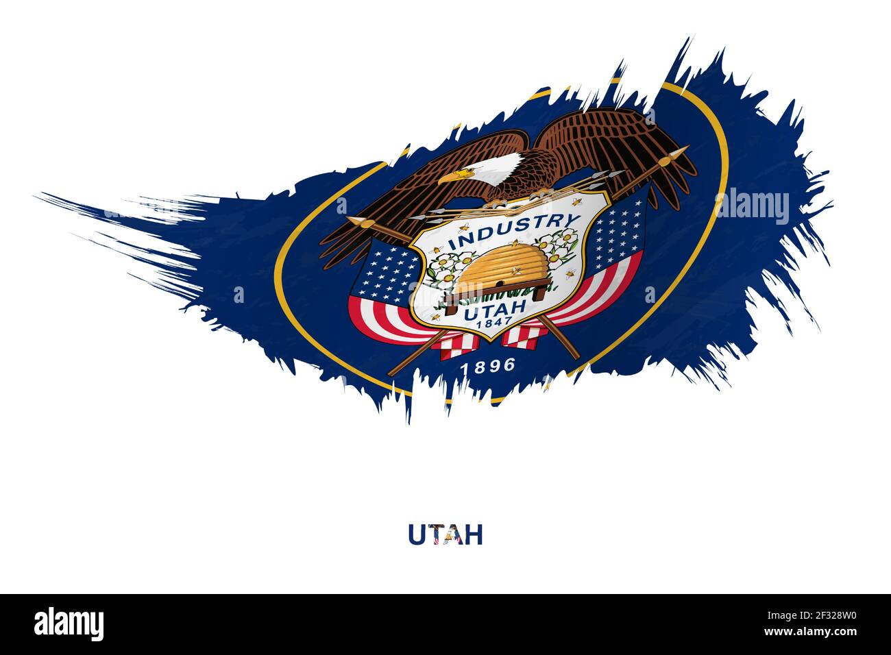 Flag of Utah state in grunge style with waving effect, vector grunge