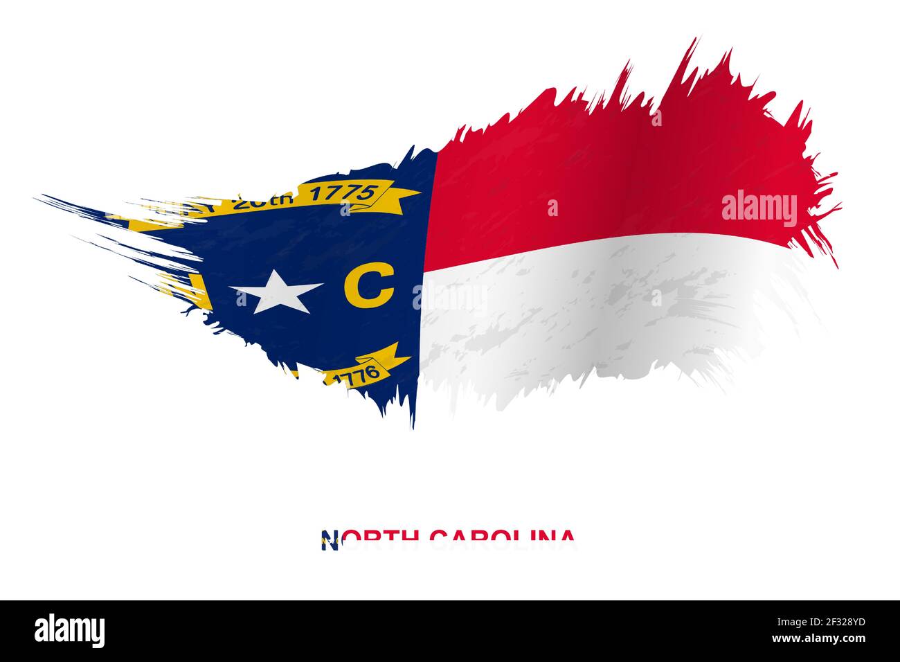 Flag of North Carolina state in grunge style with waving effect, vector ...