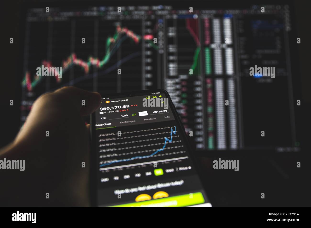 Bitcoin price goes up to 60 000 dollars. Cryptocurrency exchange chart  Stock Photo - Alamy