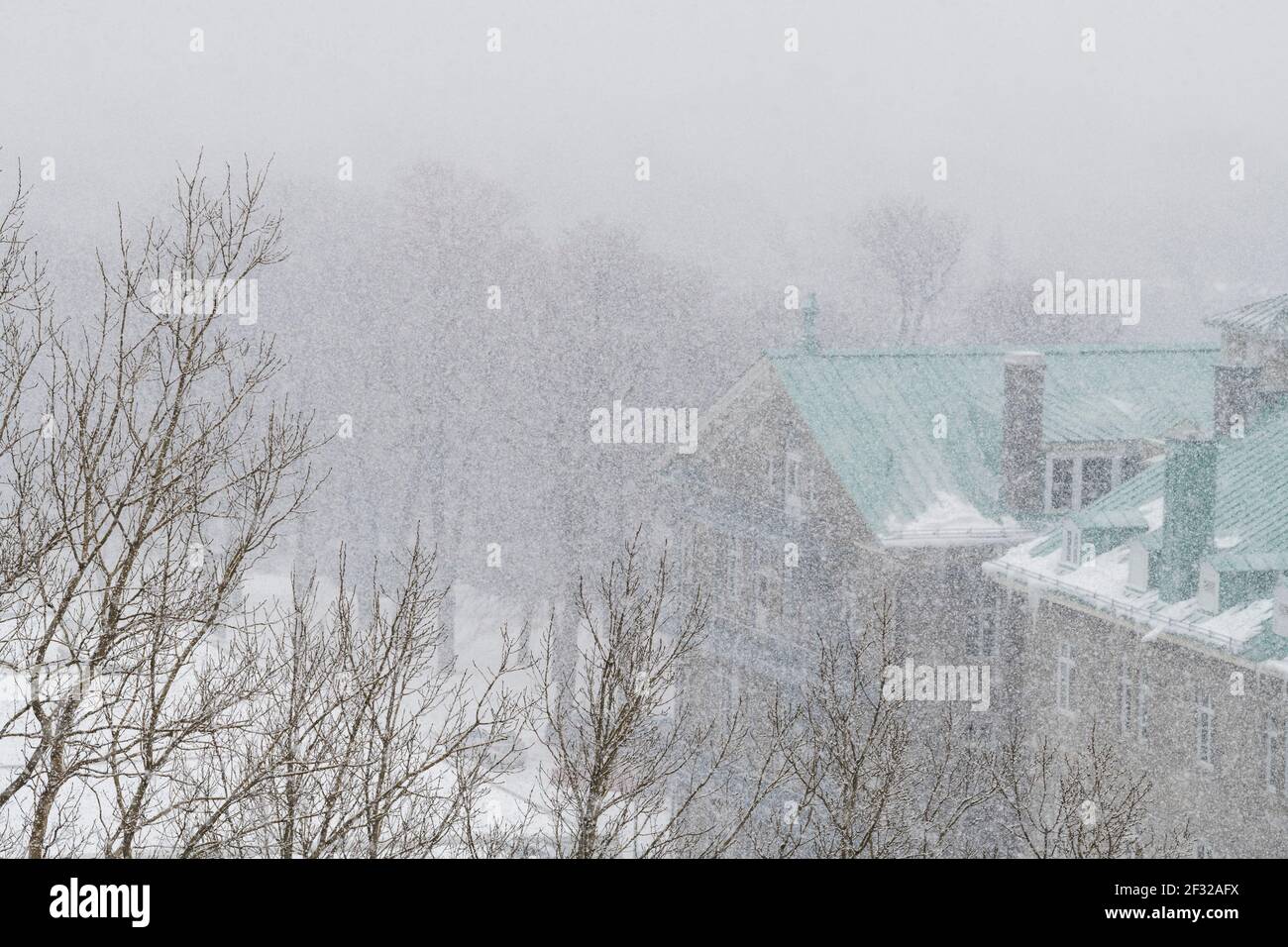Snow storm, NDG area of Montreal, Villa Maria private school in the