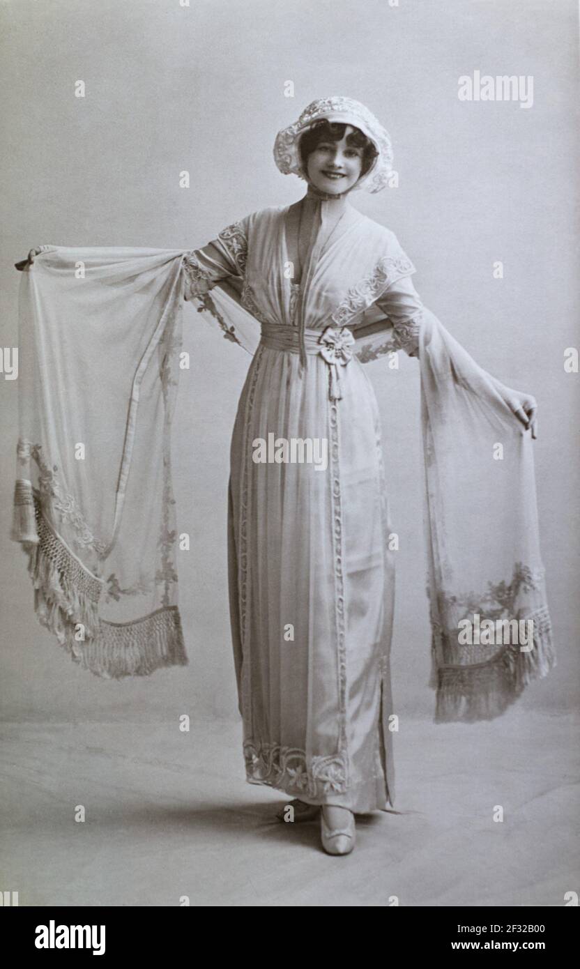 The notable Edwardian English actress and singer Gertie Millar (1879-1952), taken from a photographic postcard from the era. Stock Photo