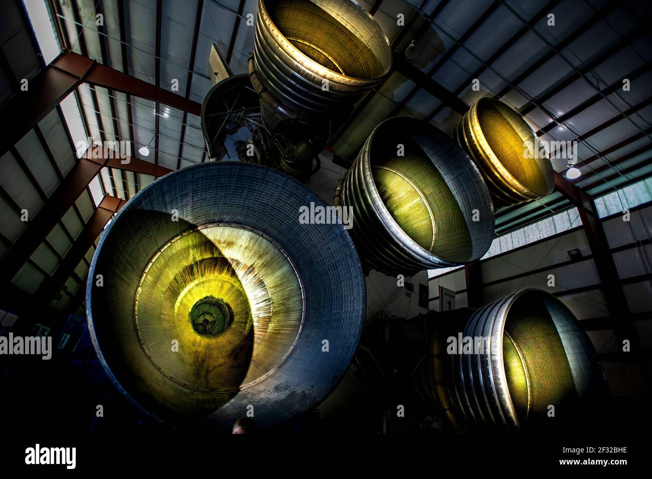 NASA Saturn Rocket engines at the Space Center Houston Texas Stock Photo