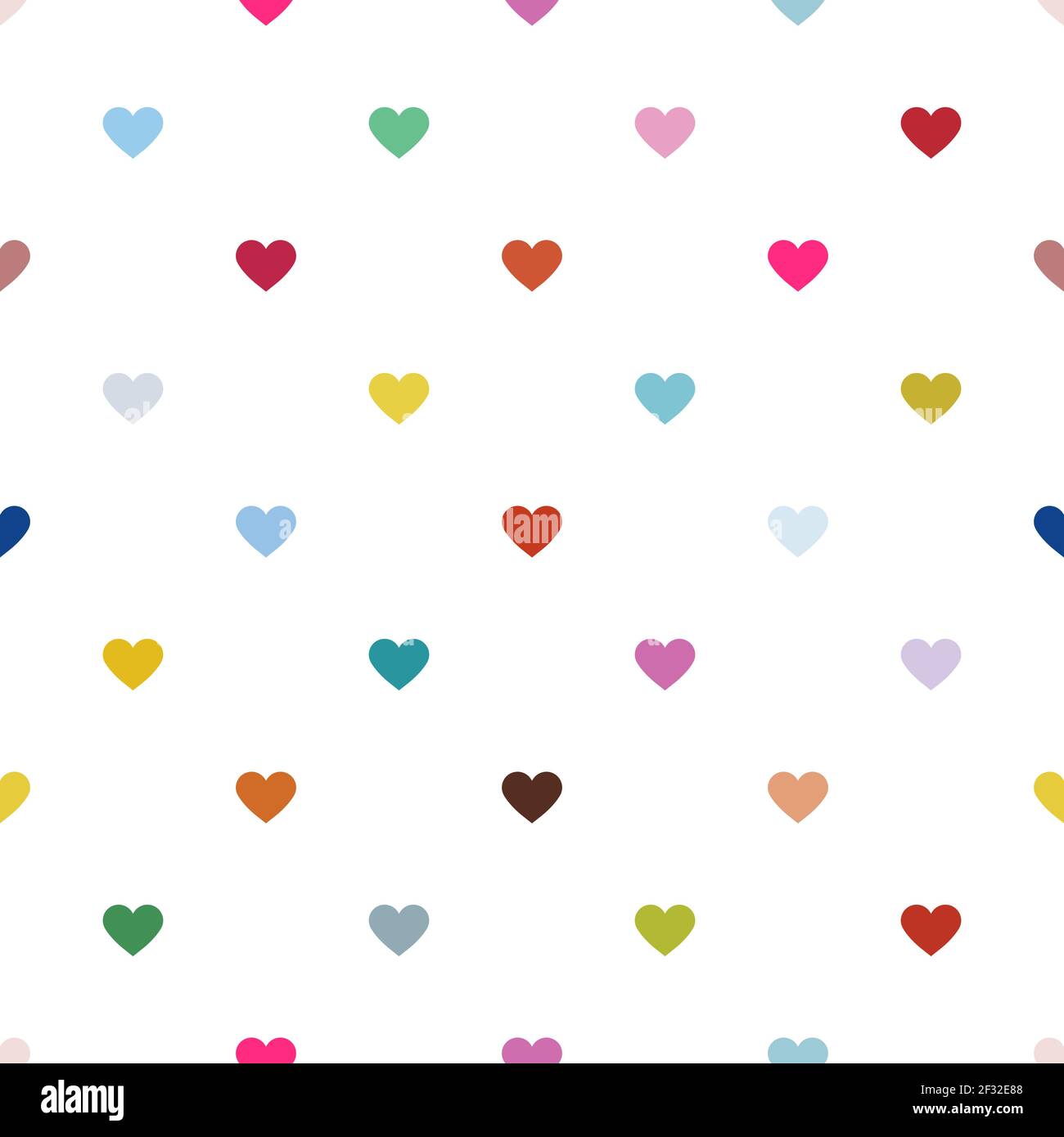 Seamless pattern from multi-colored hearts. Pop art background. Vector illustration Stock Vector