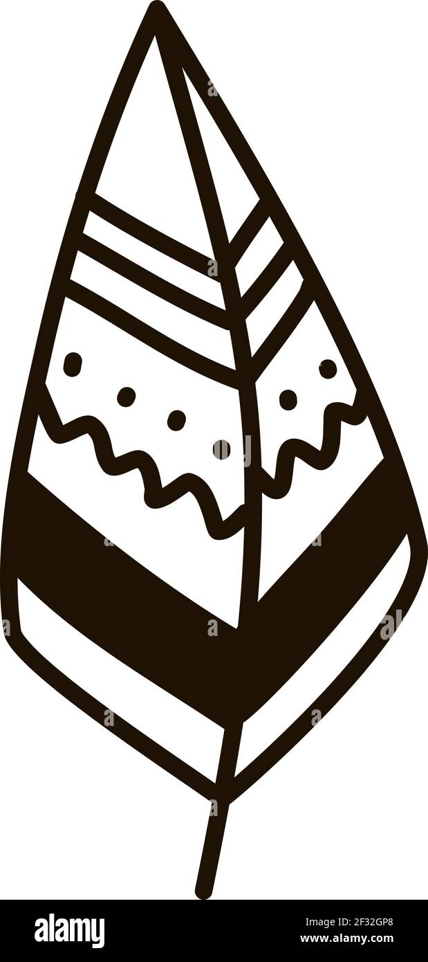 Feather with black stripes , illustration, vector on a white background Stock Vector