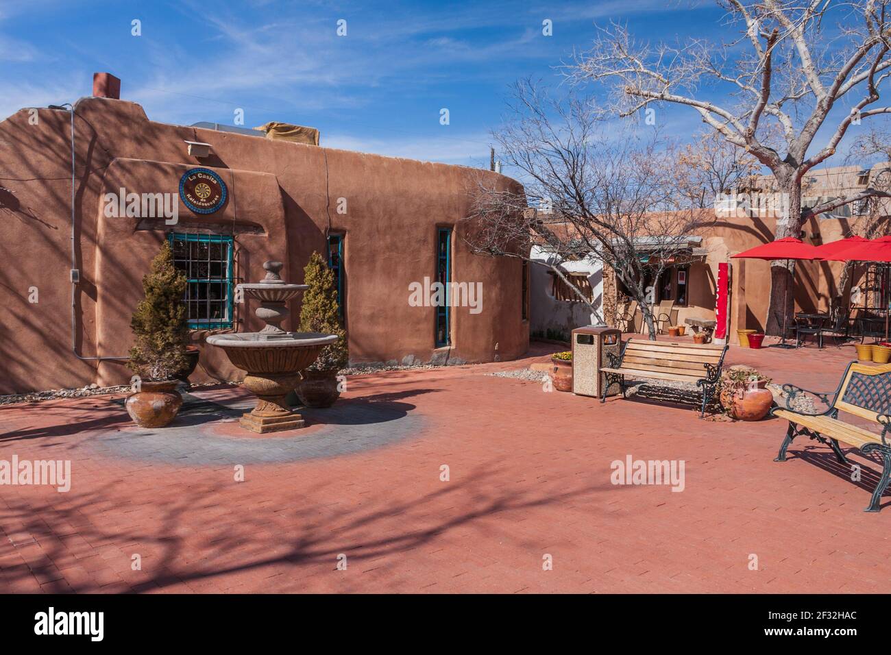 Old Town Albuquerque, the serene village that has been the focal point of Albuquerque community life since 1706. Stock Photo