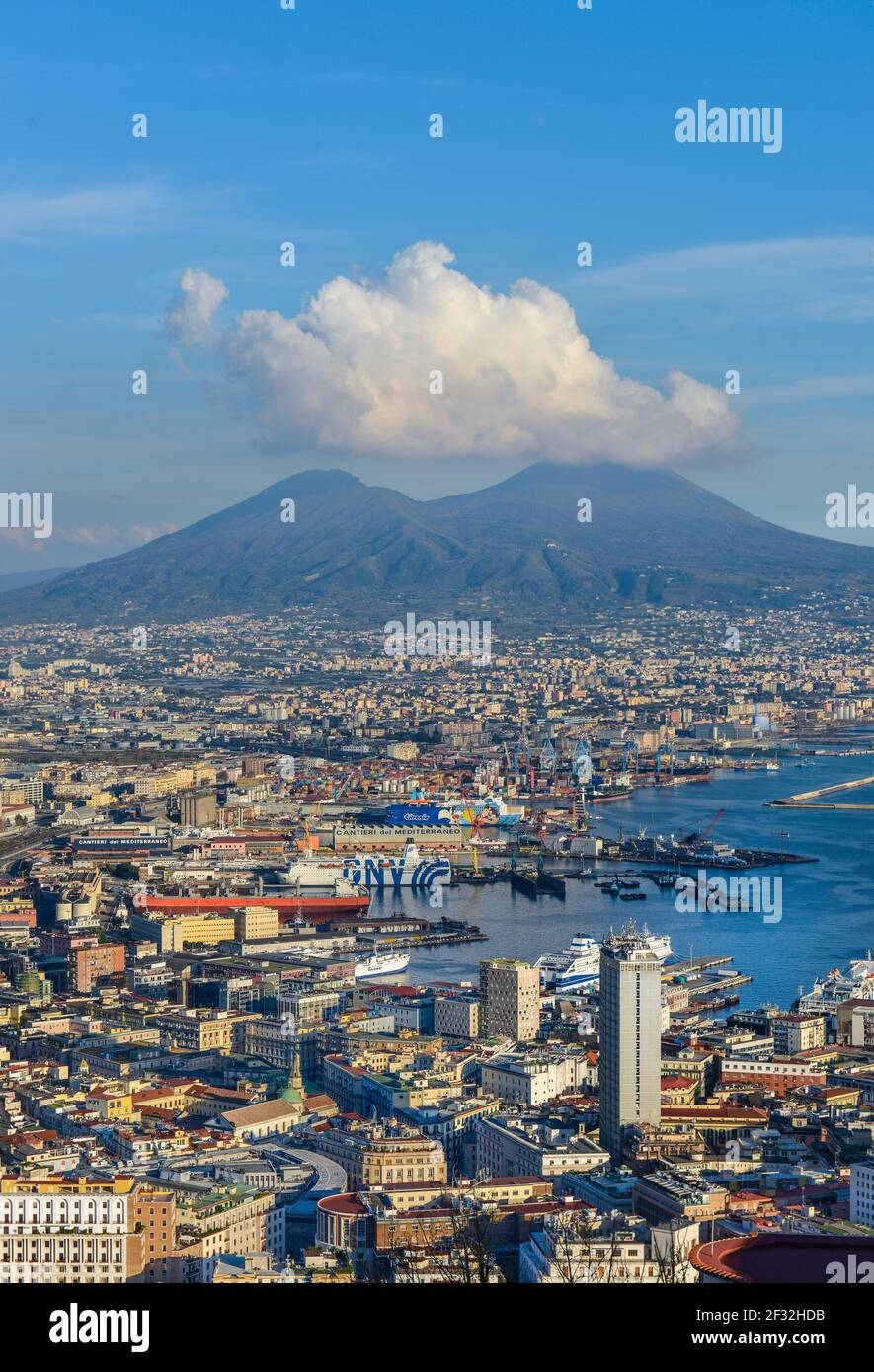 Port area, Vesuvius, Naples, Italy Stock Photo