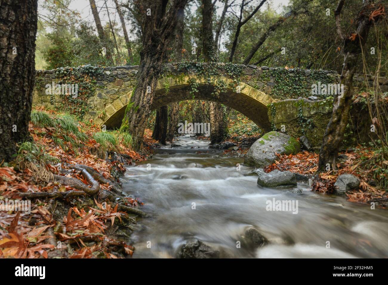 Venetian Bridge, Millomeris, Pano Platres, Troodos Mountains, Cyprus Stock Photo