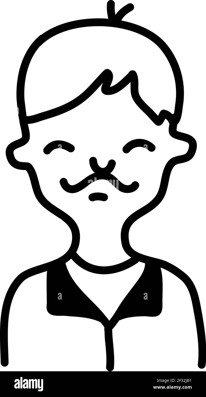 Man with thin moustsche, illustration, vector on a white background Stock Vector