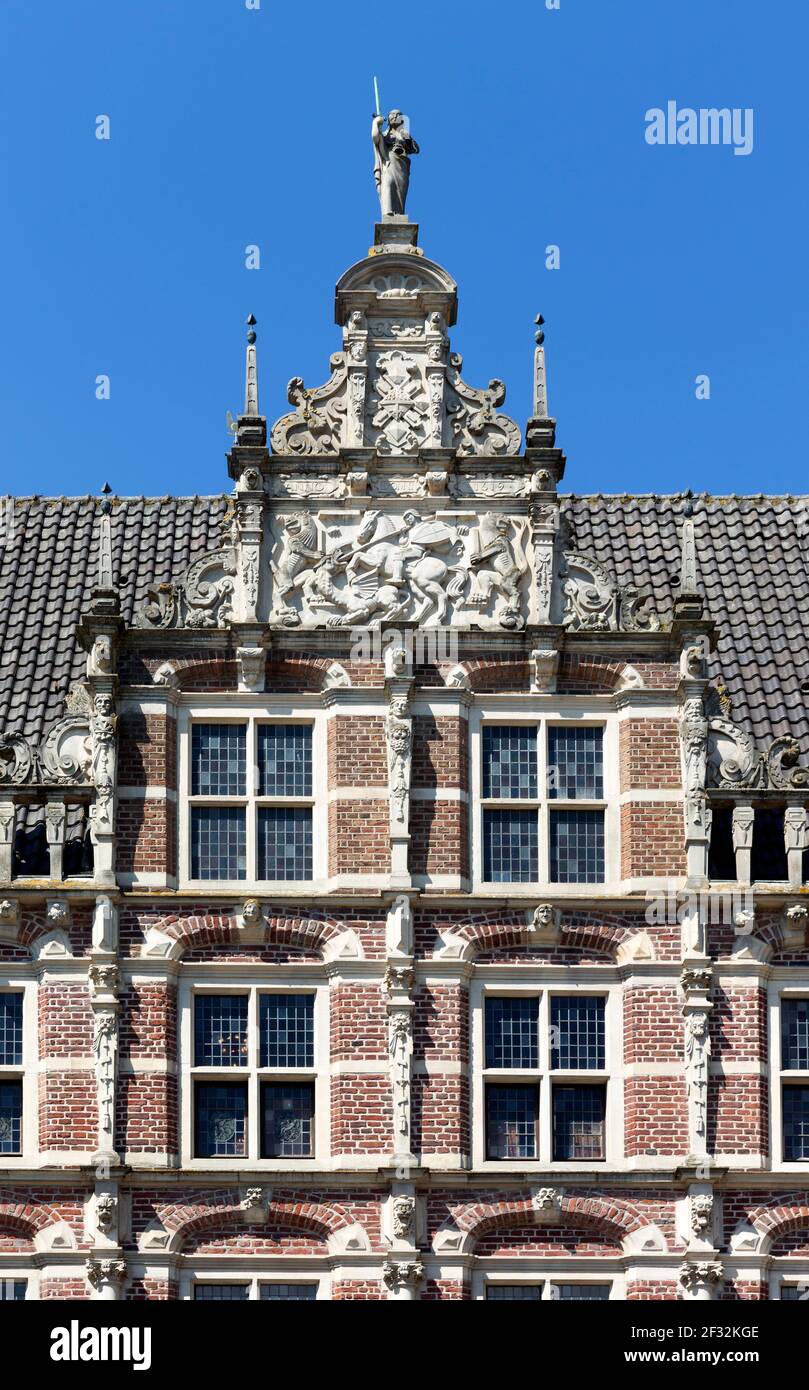 Historic town hall at the market, Dutch brick renaissance, Bocholt, Muensterland, North Rhine-Westphalia, Germany Stock Photo