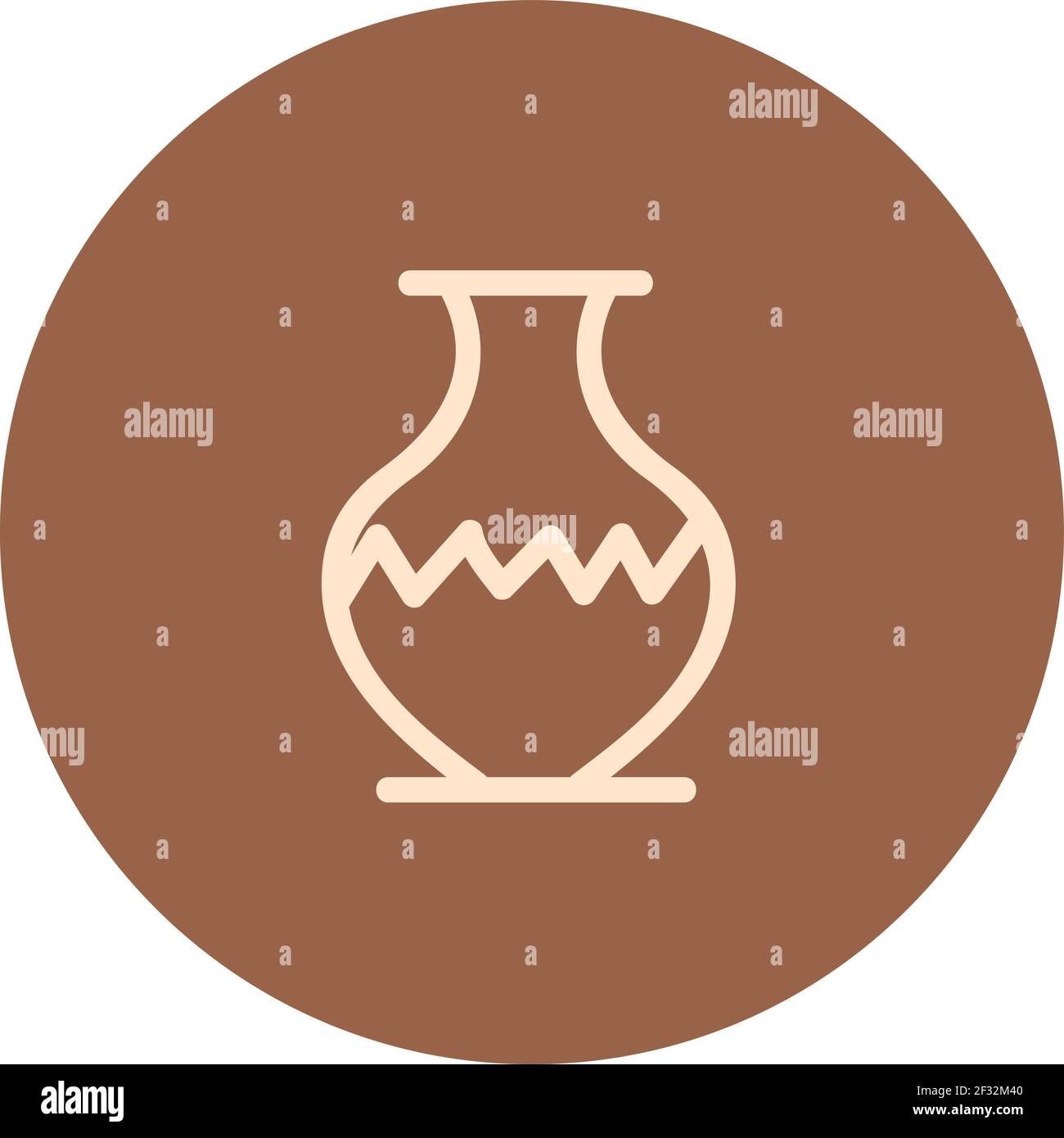 Decorative clay vase, illustration, vector on a white background Stock