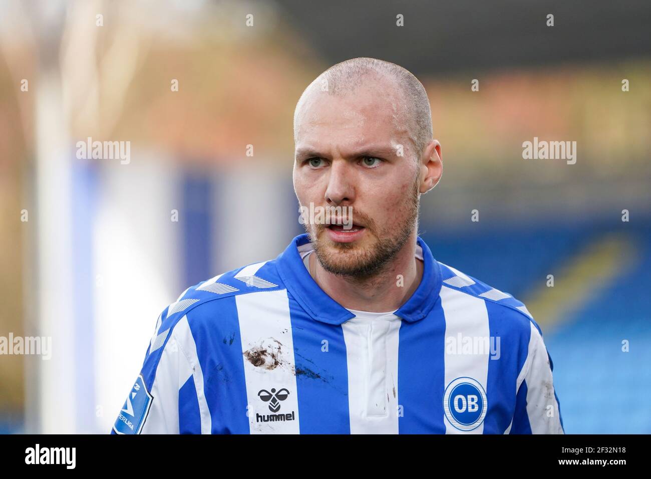 Odense, Denmark. 14th Mar, 2021. Aron Elis Thrandarson (19) of OB seen during the 3F Superliga match between Odense Boldklub and Broendby IF at Nature Energy Park in Odense. (Photo Credit: Gonzales Photo/Alamy Live News Stock Photo