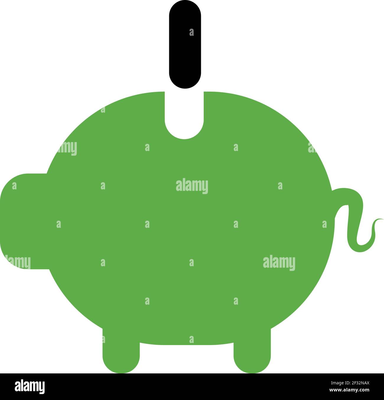 Green piggy bank, illustration, vector on a white background Stock Vector