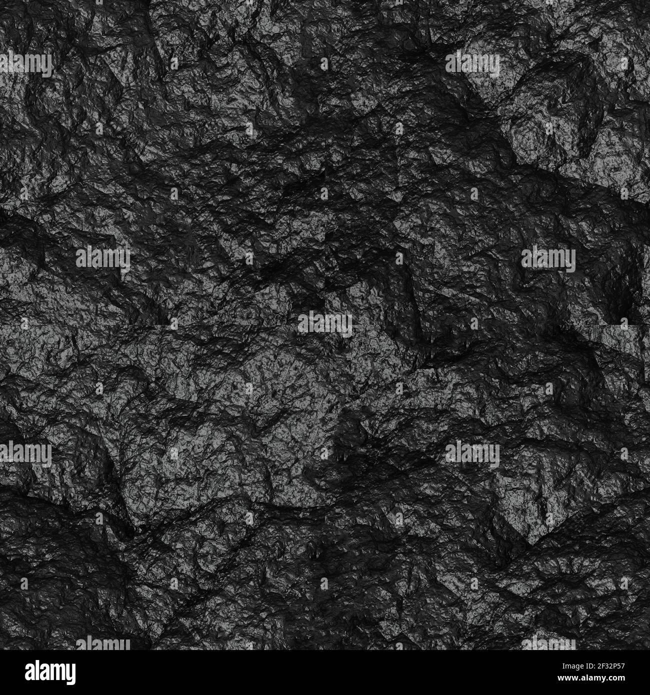 Seamless texture of black glossy rough stone. 3d illustration Stock Photo