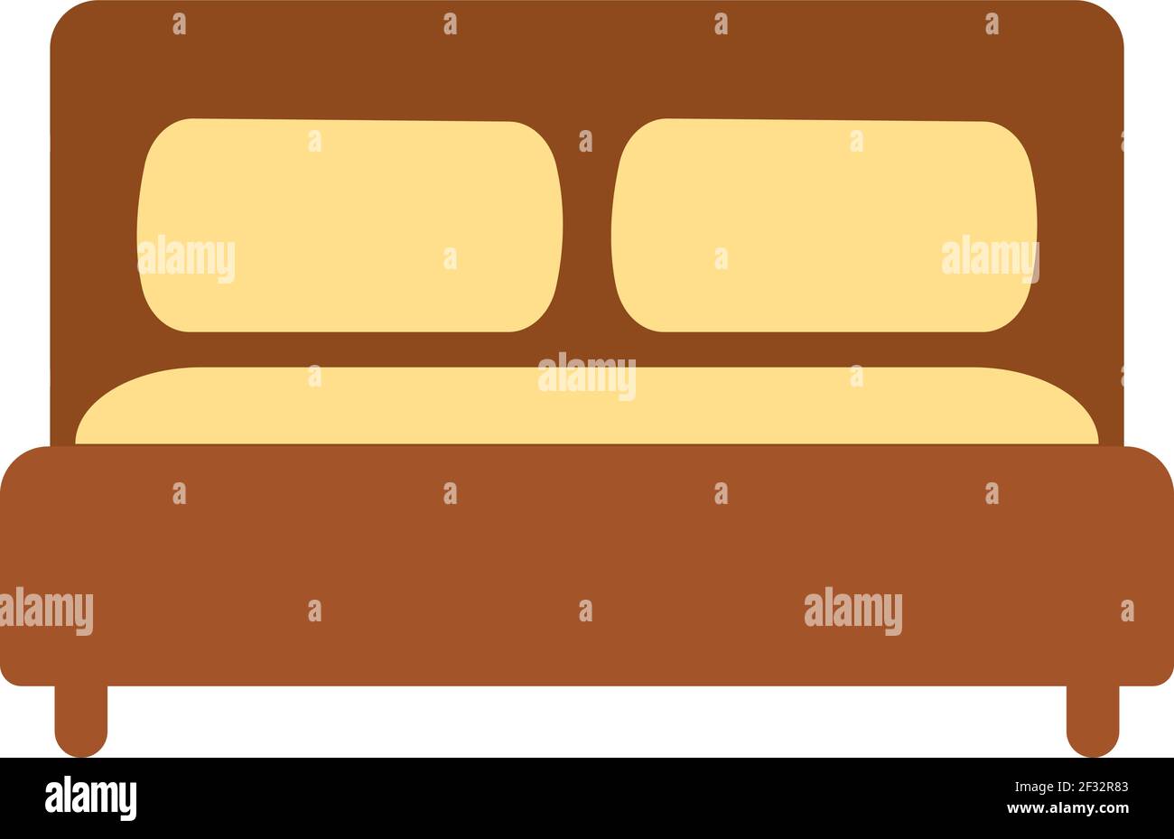 Wooden double bed, illustration, vector on a white background Stock Vector