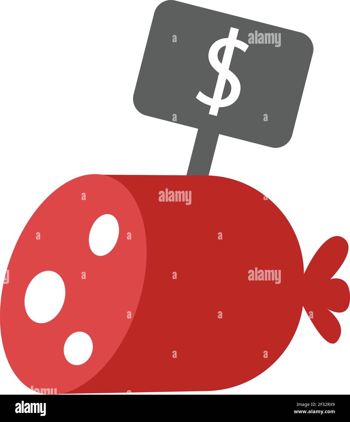 Sausage for sale, illustration, vector on a white background Stock