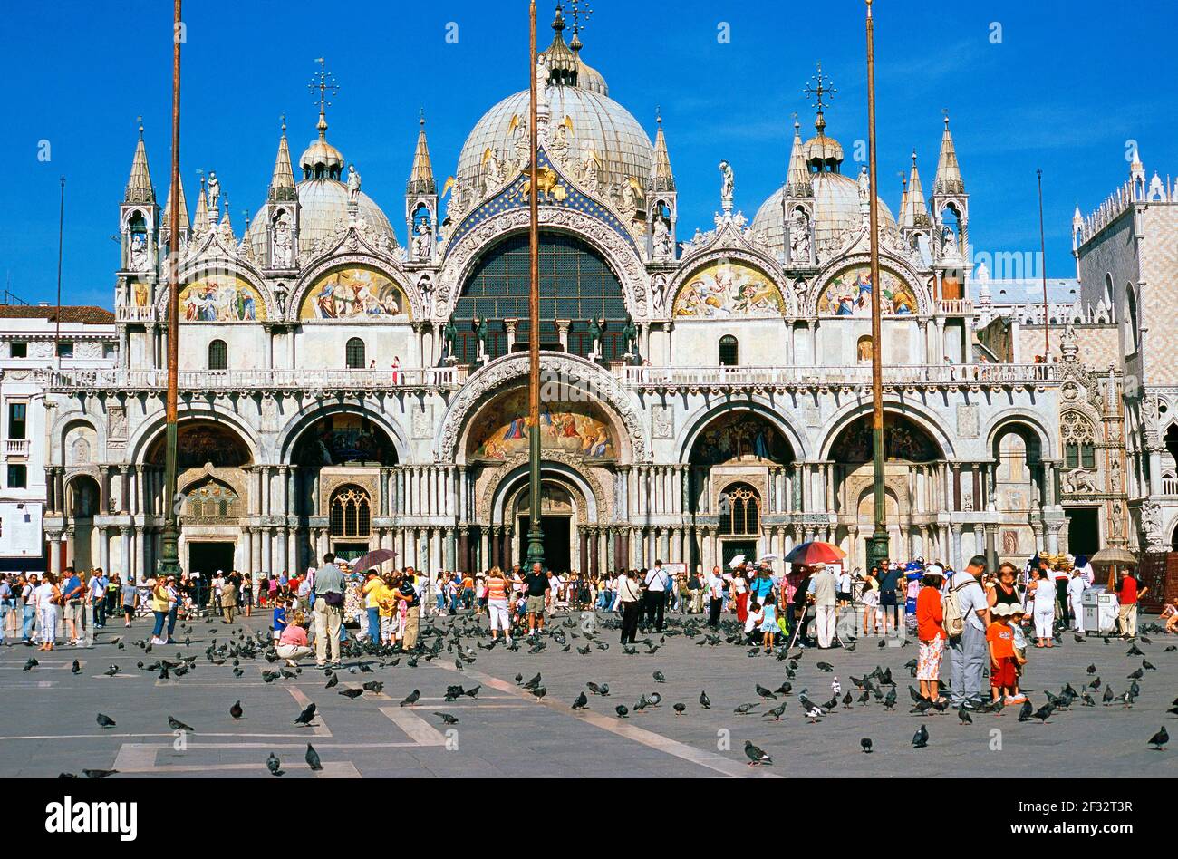Basilica di San Marco is the most famous of the many churches in Venice and one of the finest examples of Byzantine architecture in the world. Stock Photo