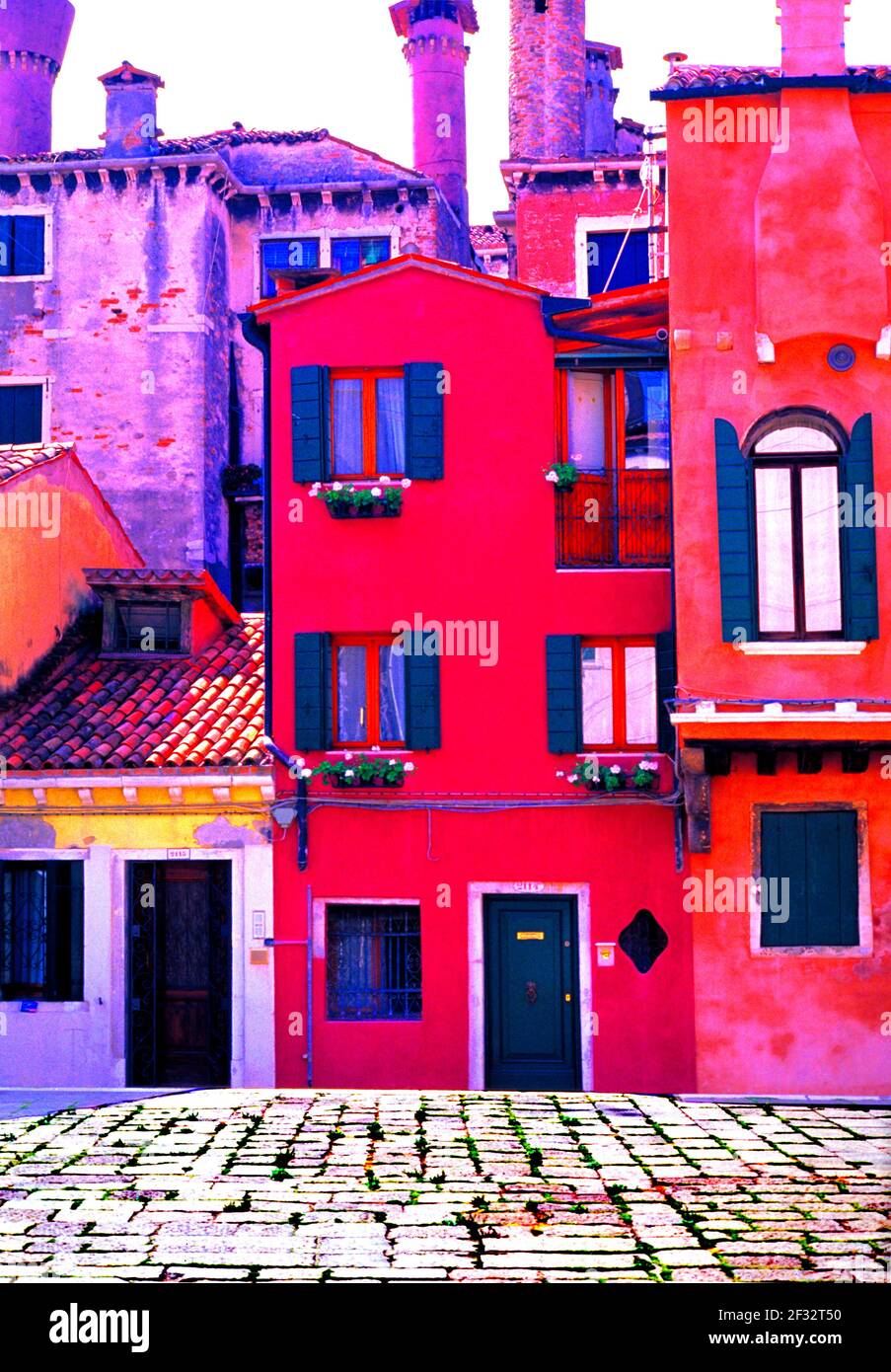 Image of Colorful Old Houses in the Cannaregio District of Venice Italy Stock Photo