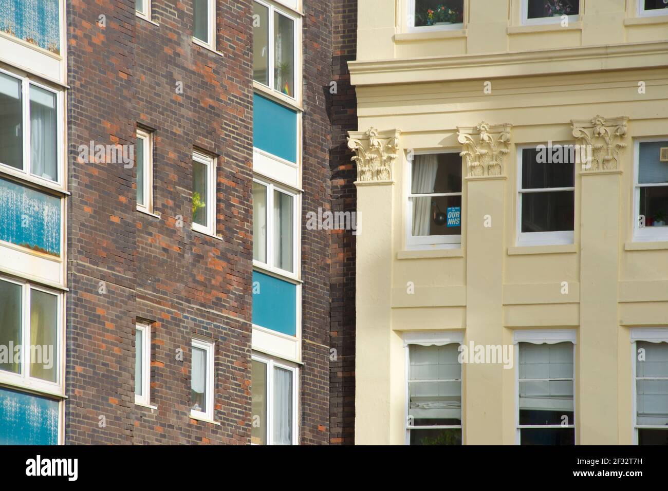 Architectural detail of the Regency architecture of Burleigh Court in