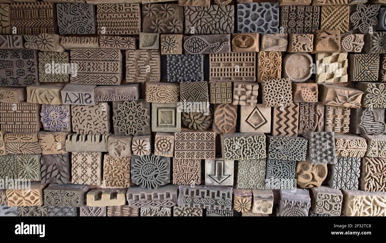 Batik die wax stamped material Accra Ghana. Ghanaian family makes