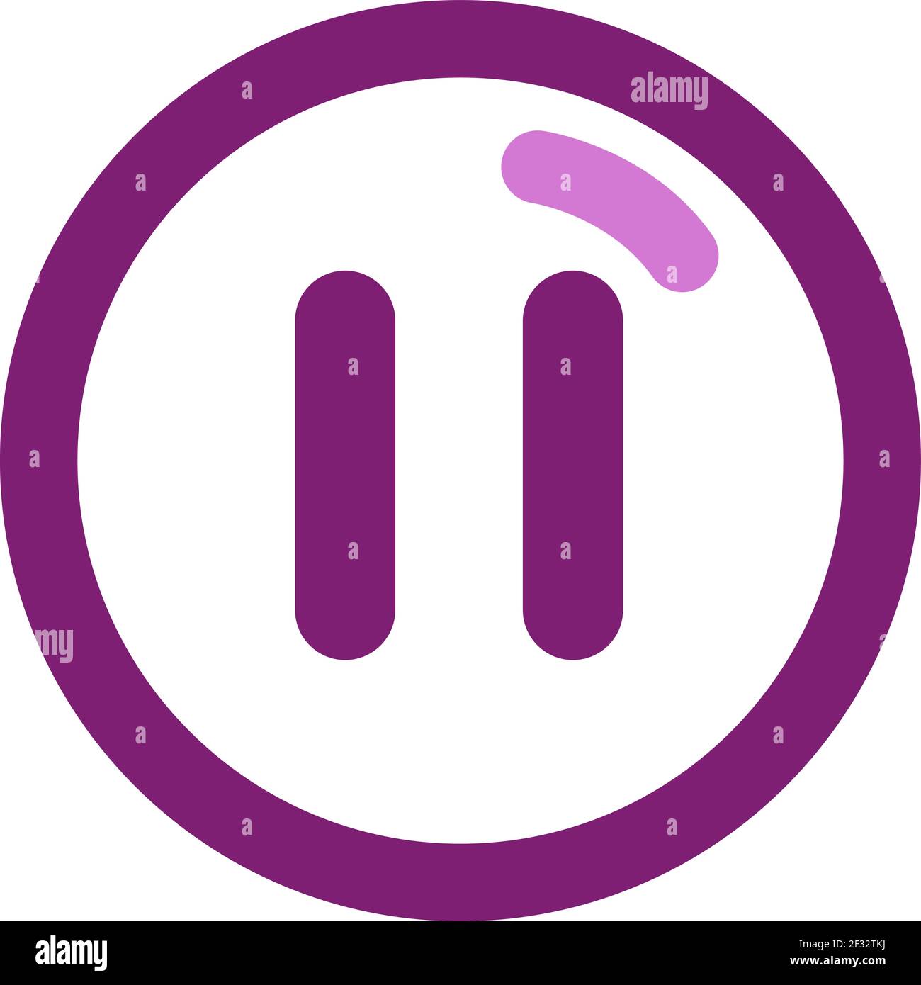 Pink pause button, illustration, vector on a white background Stock Vector