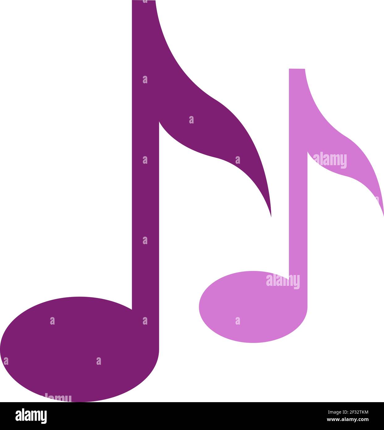 Two music notes, illustration, vector on a white background Stock Vector
