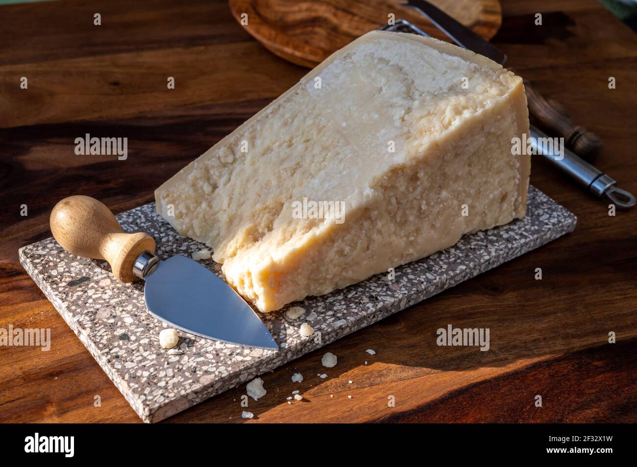 Cheese collection, hard yellow Italian cheese parmesan or parmigiano