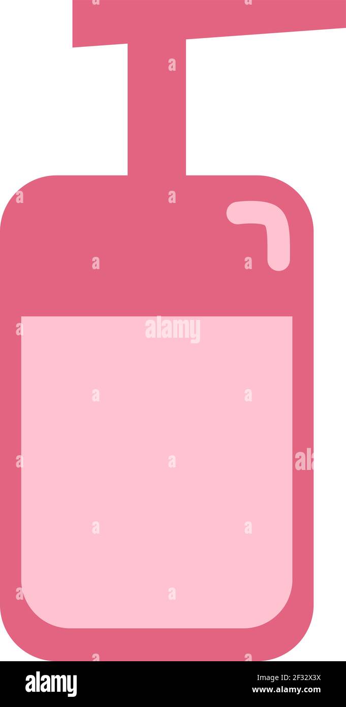 Pink liquid soap, illustration, vector on a white background Stock Vector