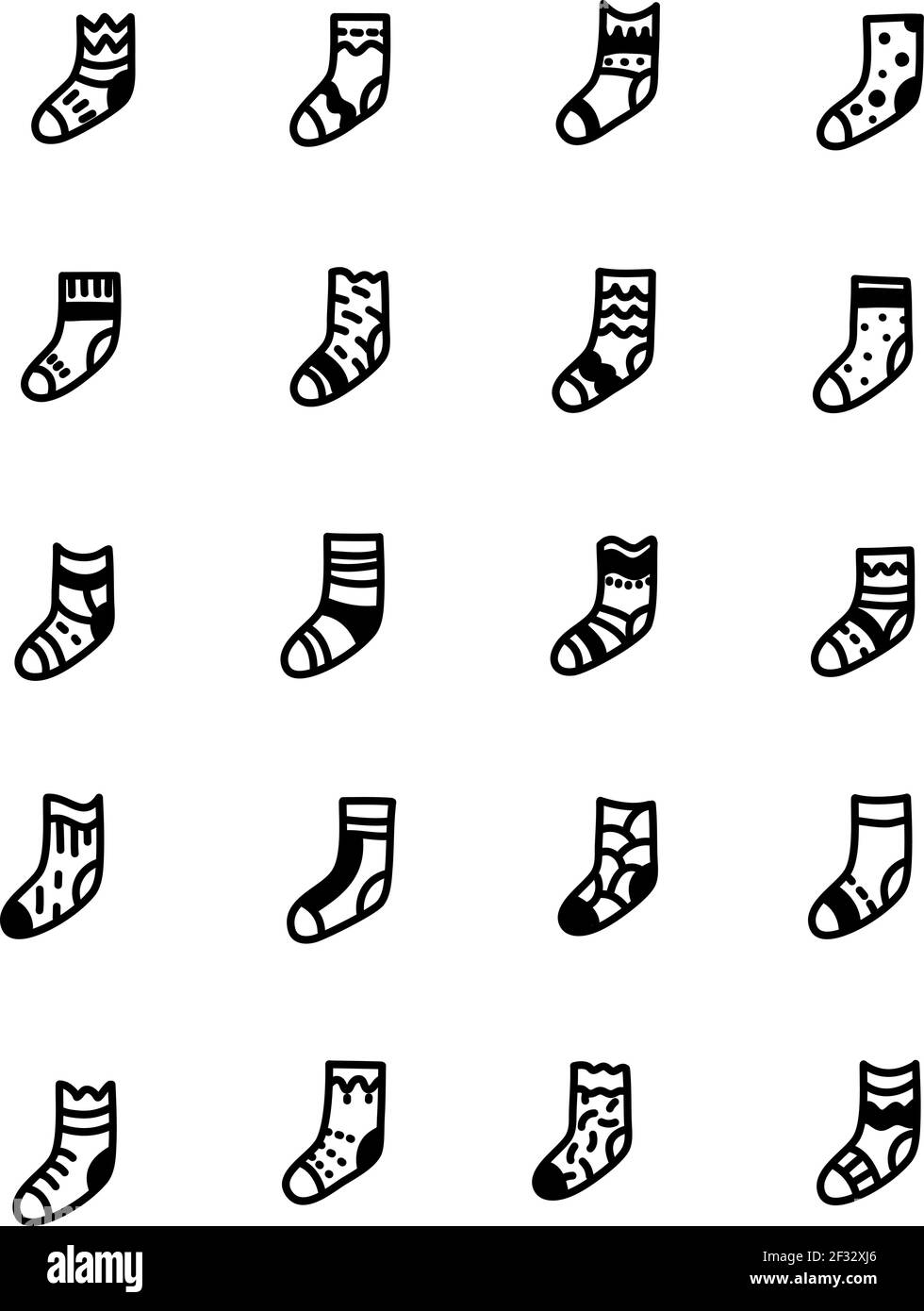 Decorative black and white socks, illustration, vector on a white background Stock Vector