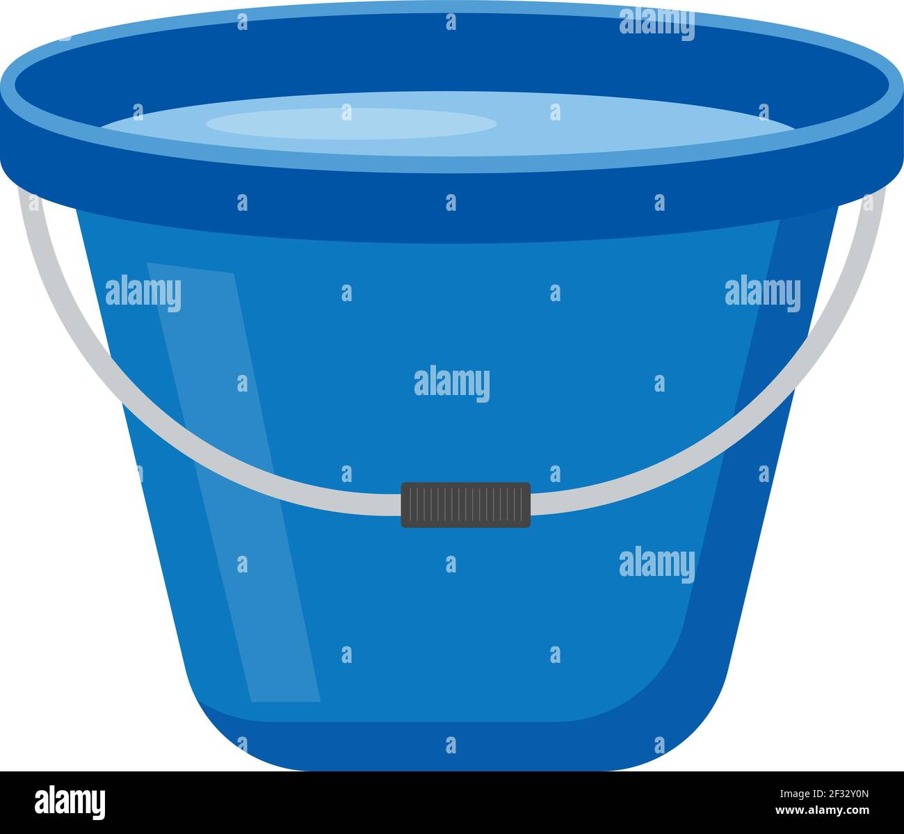 vector illustration of plastic buckets for cleaning, green and red buckets  on a white background Stock Vector
