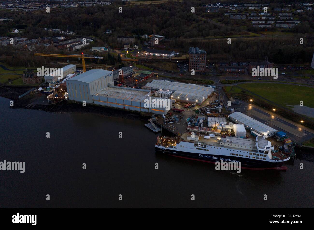 Ship building fabrication yard calmac ferry hi-res stock photography ...