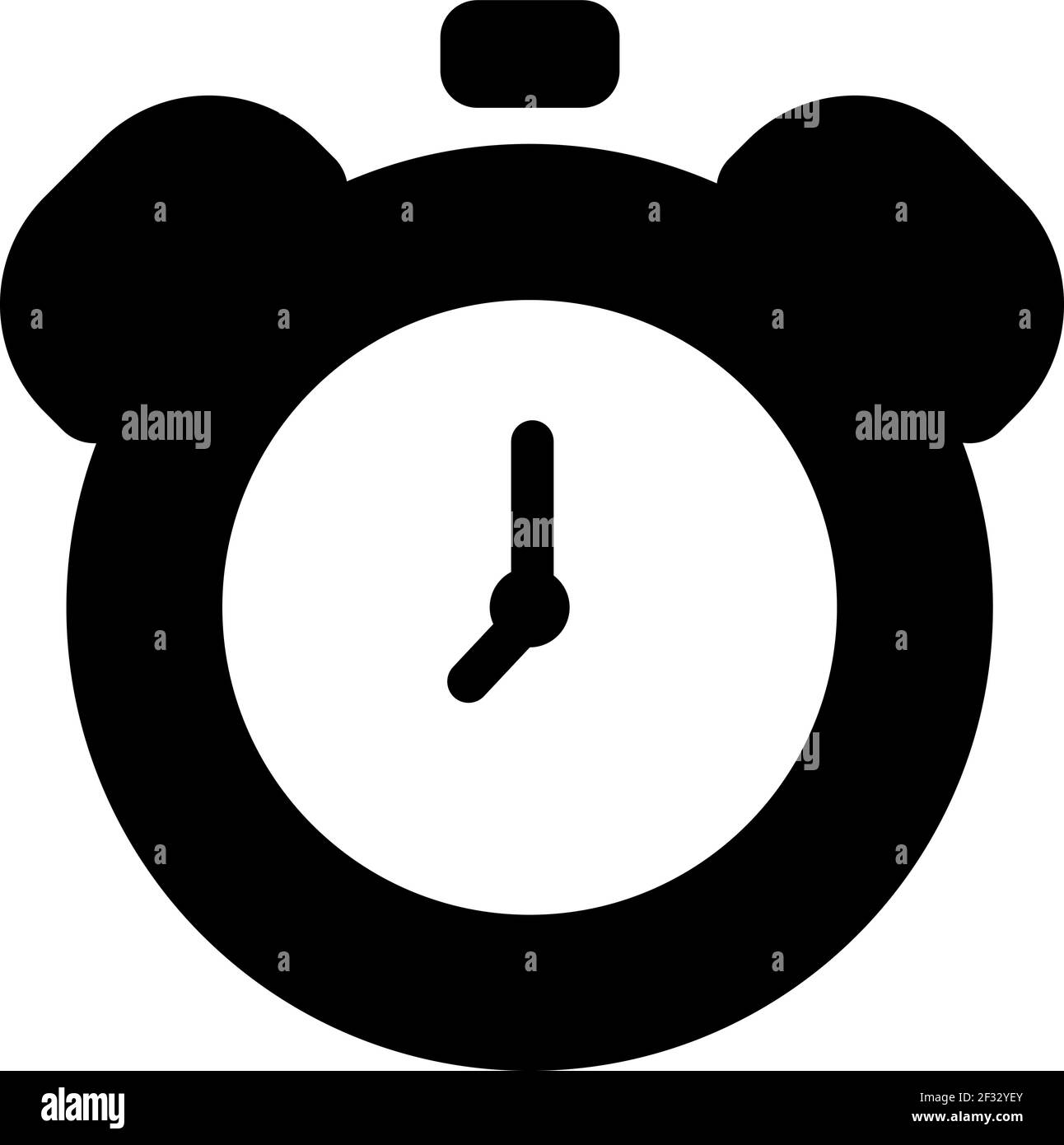 Black alarm clock, illustration, vector on a white background Stock
